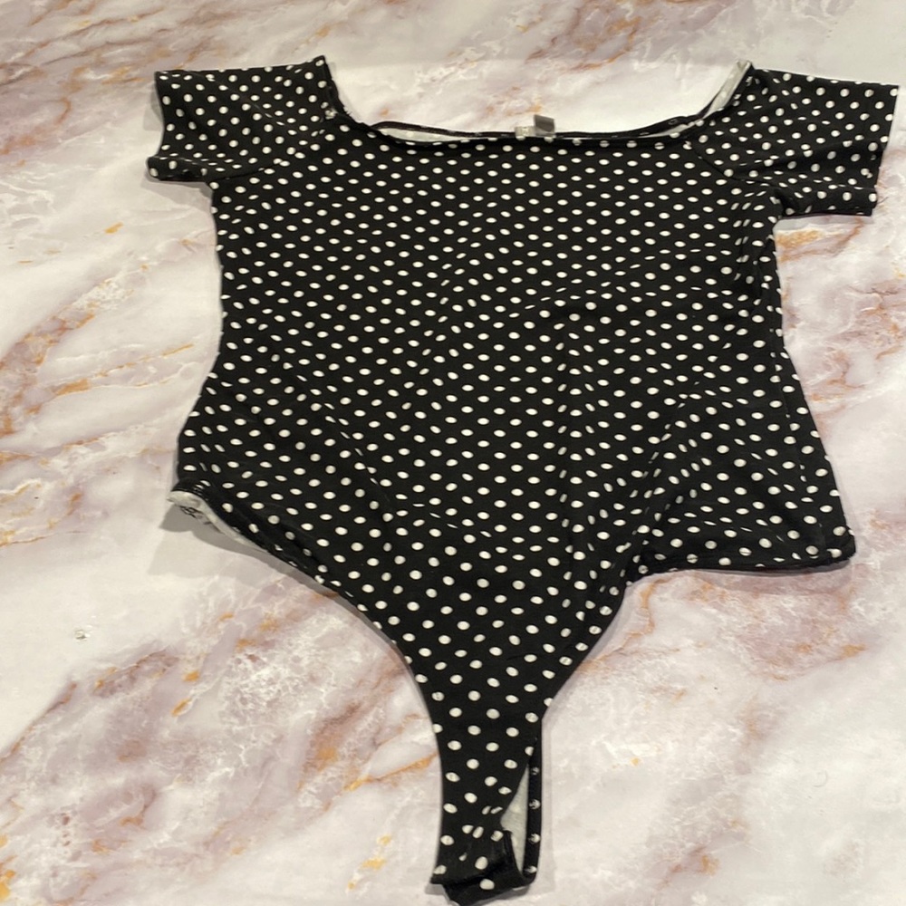 Asos polka dot off shoulder body suit. SZ 8
